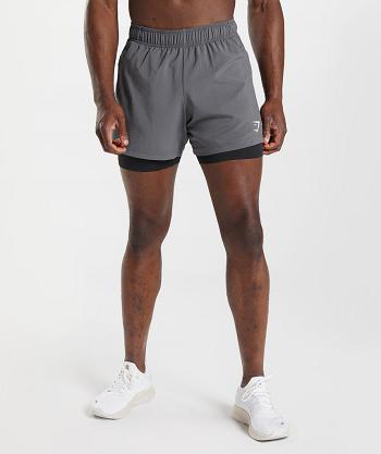 Bermudas Gymshark Deporte 5" 2 In 1 Hombre Grises Negros | MX_3588FDN