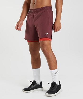 Bermudas Gymshark Deporte 7" 2 In 1 Hombre Vino Rojos | MX_3620LIS