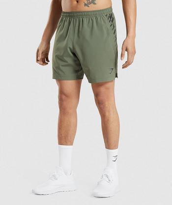 Bermudas Gymshark Deporte Stripe 7" Hombre Verde Oliva | MX_3605TCE