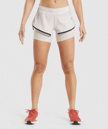 Bermudas Gymshark Speed 2 In 1 Corta Mujer Blancos | MX_4556LIS