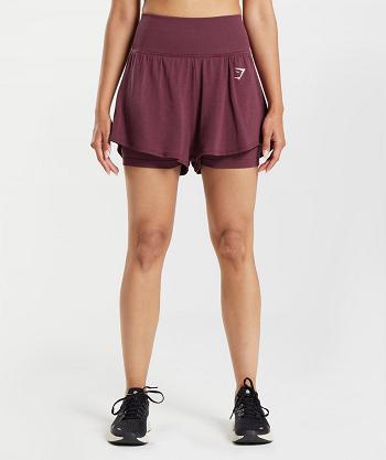 Bermudas Gymshark Vital Seamless 2.0 2-in-1 Mujer Vino | MX_4557ZUT