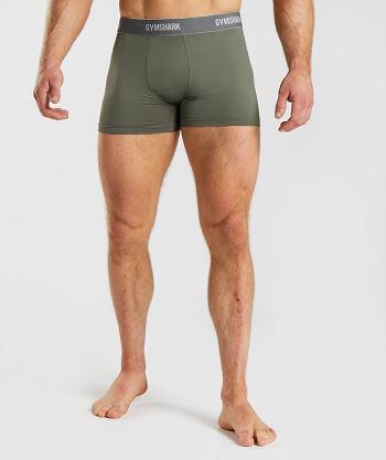 Boxer Gymshark Sports Tech Boxers 2pk Hombre Negros Verde Oliva | MX_2974ILH