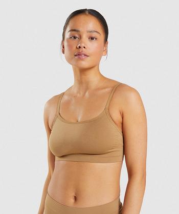 Bralette Gymshark Seamless Scoop Neck Mujer Marrom Claro | MX_3917TCE