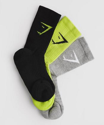 Calcetines Gymshark Crew 3pk Mujer Negros Grises Claro Verdes | MX_4940ZUT