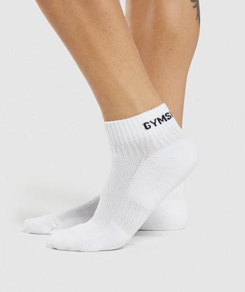 Calcetines Gymshark Jacquard Quarter 3Pk Accessories Blancos | MX_2774ZUT