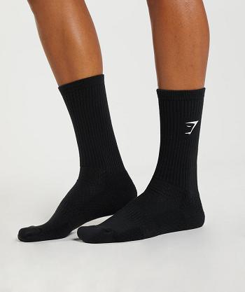 Calcetines Gymshark Premium Sharkhead Crew Single Accessories Negros | MX_2770HAP