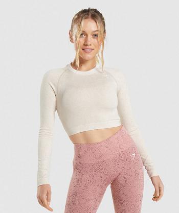 Camisa Recortada Gymshark Adapt Fleck Seamless Long Sleeve Mujer Blancos | MX_4388ILH