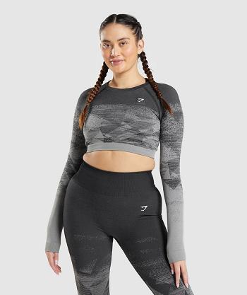 Camisa Recortada Gymshark Adapt Ombre Mujer Negros | MX_4338PJJ