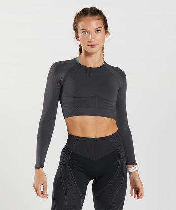 Camisa Recortada Gymshark Apex Seamless Mujer Negros Grises Negros | MX_4413FDN