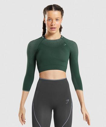 Camisa Recortada Gymshark Apex Seamless Mujer Obsidian Verdes Verdes | MX_4475JPQ