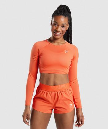 Camisa Recortada Gymshark Entrenamiento Long Sleeve Mujer Naranjas | MX_4390PJJ