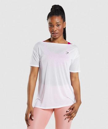 Camisa Recortada Gymshark Entrenamiento Oversized Mujer Blancos | MX_4466GSO