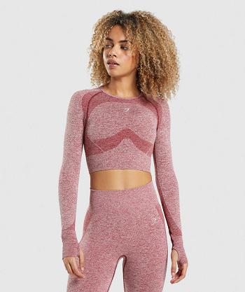 Camisa Recortada Gymshark Flex Sports Long Sleeve Mujer Vino | MX_4339AHK