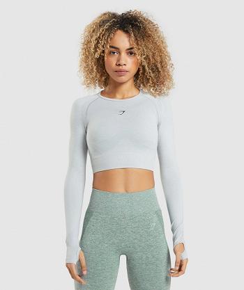 Camisa Recortada Gymshark Flex Sports Long Sleeve Mujer Grises Claro | MX_4360DFM