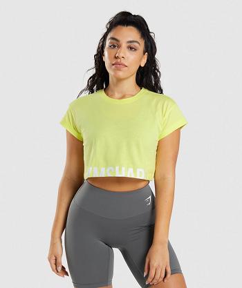 Camisa Recortada Gymshark Fraction Mujer Verdes | MX_4490YXF