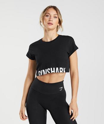 Camisa Recortada Gymshark Fraction Mujer Negros | MX_4495AHK