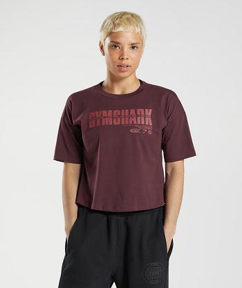 Camisa Recortada Gymshark Gs10 Year Mujer Vino | MX_4499FDN