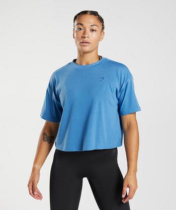 Camisa Recortada Gymshark Gs Power Mujer Azules | MX_4506XYU