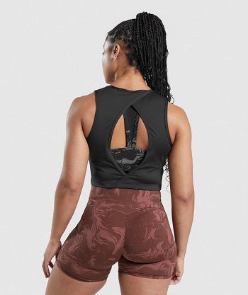 Camisa Recortada Gymshark Gs Power Open Backped Mujer Negros | MX_4355MQZ