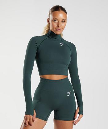 Camisa Recortada Gymshark Vital Seamless 2.0 High Neck Midi Mujer Verdes | MX_4439UZG