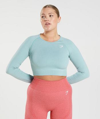 Camisa Recortada Gymshark Vital Seamless 2.0 Mujer Azules | MX_4491UZG