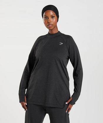 Camisa Recortada Gymshark Vital Seamless Long Line Mujer Negros | MX_4509BEX