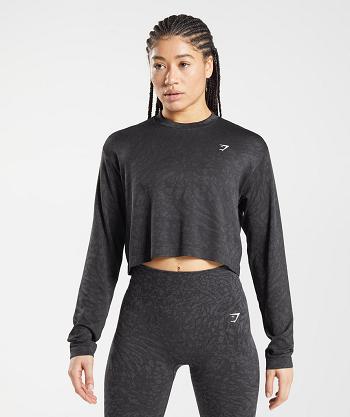 Long Sleeve Gymshark Adapt Animal Seamless Mujer Negros | MX_4274BEX