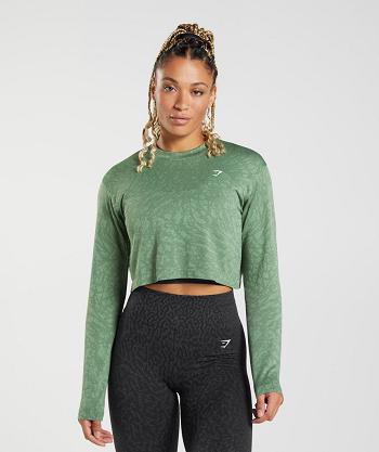 Long Sleeve Gymshark Adapt Animal Seamless Mujer Verdes | MX_4276MQZ