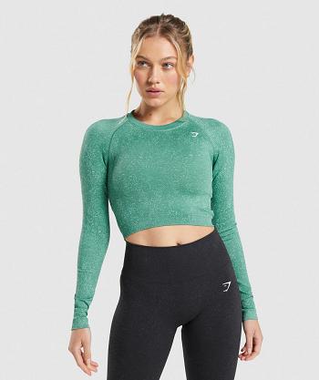 Long Sleeve Gymshark Adapt Fleck Seamless Mujer Verdes | MX_4247CTV