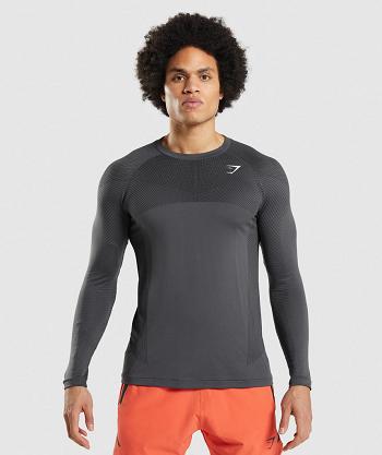 Long Sleeve Gymshark Apex Seamless Hombre Negros Grises Negros | MX_3351AHK