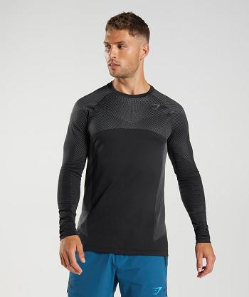 Long Sleeve Gymshark Apex Seamless Hombre Negros Grises | MX_3395EBC