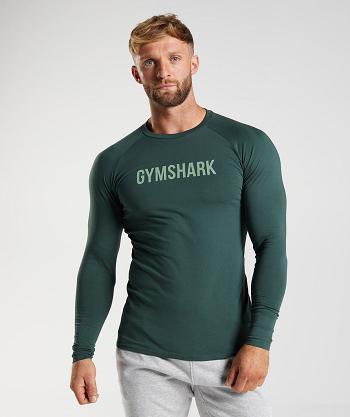 Long Sleeve Gymshark Apollo Hombre Obsidian Verdes | MX_3381GSO