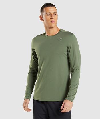 Long Sleeve Gymshark Arrival Hombre Verde Oliva | MX_3410JPQ