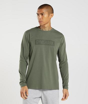 Long Sleeve Gymshark Block Hombre Verde Oliva | MX_3422AHK