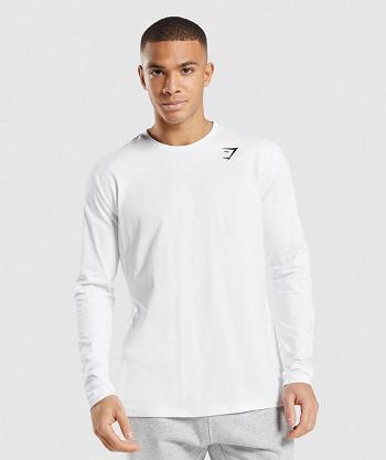 Long Sleeve Gymshark Crest Hombre Blancos | MX_3430SGL