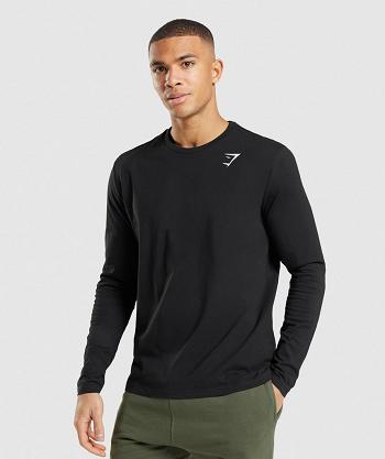 Long Sleeve Gymshark Crest Hombre Negros | MX_3432FDN