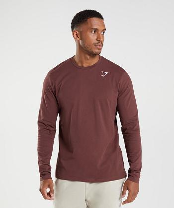 Long Sleeve Gymshark Crest Hombre Rosas Marrom | MX_3433GSO