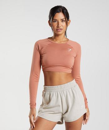 Long Sleeve Gymshark Entrenamiento Mujer Marrom | MX_4270ZUT