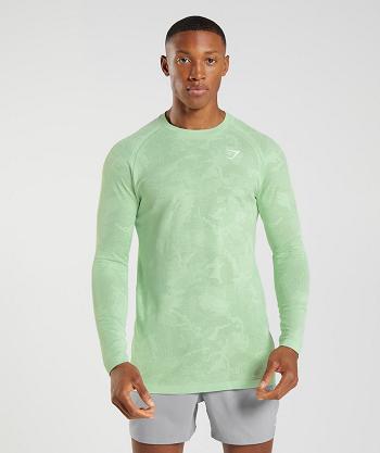 Long Sleeve Gymshark Geo Seamless Hombre Verdes Verdes | MX_3416VRW