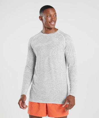 Long Sleeve Gymshark Geo Seamless Hombre Blancos Grises Claro | MX_3426GSO