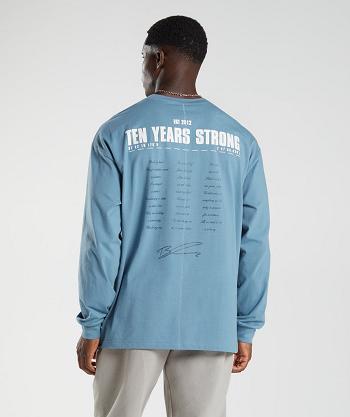 Long Sleeve Gymshark Gs10 Year Oversized Hombre Azules | MX_3407FDN