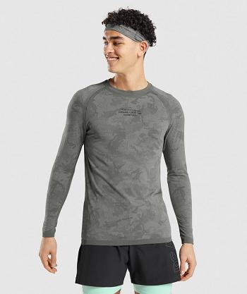 Long Sleeve Gymshark Gymshark//Steve Cook Seamless Hombre Grises | MX_3354FDN