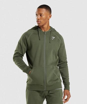 Sudadera Con Capucha Gymshark Crest Zip Up Hombre Verde Oliva | MX_3492CTV