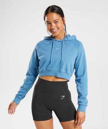 Sudadera Con Capucha Gymshark Entrenamiento Cropped Mujer Azules | MX_4331EBC