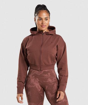 Sudadera Con Capucha Gymshark Gs Power Cropped Zip Mujer Marrom | MX_4309FDN