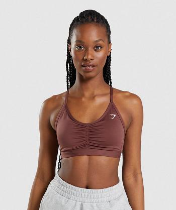 Sujetadores Deportivos Gymshark Ruched Mujer Rosas Marrom | MX_4156JPQ