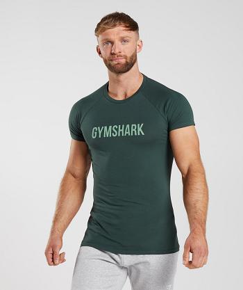 T Shirts Gymshark Apollo Hombre Obsidian Verdes | MX_3176VRW