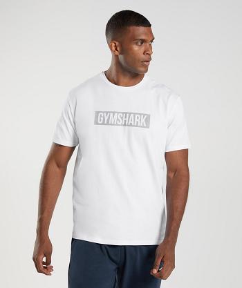 T Shirts Gymshark Block Hombre Blancos | MX_3240HAP