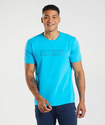 T Shirts Gymshark Block Hombre Grises Oscuro Azules | MX_3260PJJ