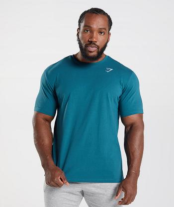 T Shirts Gymshark Crest Hombre Azules | MX_3290XYU